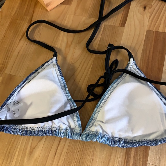 Blue Boho Patch Color Block Brazilian Lined Bikini New - Picture 8 of 12